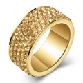 Luxury gold stainless steel ring with five rows of sparkling cubic zirconia stones - US 8 / Gold