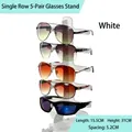 Single-row 5-tier white plastic sunglasses display stand for counter presentation - White