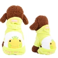 Soft green coral fleece pet hoodie featuring a cartoon frog embroidery for small dogs - L / Yellow Crown Frog Hoodie