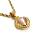Collier urne en acier plaqué or avec pierre œil de chat rose et détails en relief - Style Gemme Rose Brun (KP80876-Z) / Pendentif Uniquement (Sans Chaîne)