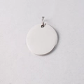 Close-up of polished silver stainless steel round pendant with connecting jump ring - 8mm / Silver (With Jump Ring)