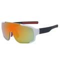 White cycling sunglasses with orange-yellow gradient lenses for professional outdoor sports - White Frame Black Legs Red Film