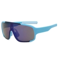 Light blue sports sunglasses with purple polarized lenses for cycling and outdoor sports - Blue Frame Blue Lens