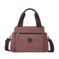 Sac à main vintage en toile rouge foncé à grande capacité avec bandoulière réglable - Rouge