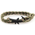 Green and white paracord wrap bracelet featuring a bold black metal shark clasp - BSY-02 / Green-White Paracord/Black Shark