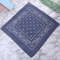 Navy blue 100% cotton paisley bandana with classic white teardrop pattern and stitched edges - 55cmx55cm / Gray