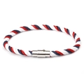 Braided nylon rope bracelet in red white and blue with silver magnetic clasp closure - Red/White/Blue