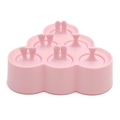 Pink silicone popsicle mold with cute rabbit and mermaid tail handles for kids - Triangle Animal Style - Pink