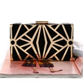 Elegante pochette in velluto nero con cornice geometrica in metallo dorato Art Déco - Nero / 19cm*4cm*11cm