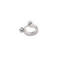 Detailed view of silver helix earring with pavé-set zircons and screw ball fastener - Silver Pave Zirconia Hoop Style (银色4#)