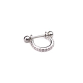 U-shaped sterling silver piercing earring with micro-pave cubic zirconia crystals - Silver U-Shaped Zirconia Style (银色1#)