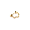 Gold wave cartilage piercing earring with micro-paved zircons and screw ball back - Golden Wavy Rhinestone Style (Gold #2)