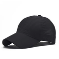 Breathable black quick-dry baseball cap with laser-cut ventilation holes for sports - Black
