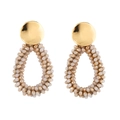 Orecchini a goccia dorati con perline di cristallo champagne in forma di pera geometrica - Beige