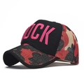 Berretto da baseball nero in cotone con visiera mimetica rossa e ricamo ROCK 3D - Nero e Rosso Camo Patchwork
