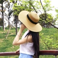 Women's summer straw hat with wide brim and black bow detail for sun protection - M (56-58cm) / Bow / Khaki