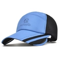Berretto da sole blu e nero con tesa retrattile, mesh e ricamo elegante - Regolabile / Ciano