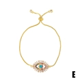 Adjustable gold evil eye bracelet with colorful crystals and turquoise stone for women - Turquoise Eye (brb54-E)