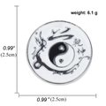 Traditional Yin Yang Tai Chi enamel pin with dragon motifs and silver metal frame - Qian Kun Tai Chi Round-A00104