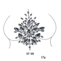 Resin crystal body jewels with symmetrical teardrop design for music festivals - XT-09 Clear Silver Grey Rhinestone Sticker