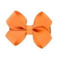 Vibrant orange ribbon bow hair clip with textured grooved webbing for children - Orange (9)