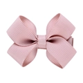 Detailed view of pink grosgrain ribbon texture and layered bow design on the hair clip - Peach Pink (16)