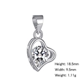 Silver geometric heart pendant necklace with a brilliant round white zircon stone - 1 (Pendant Only - No Chain)