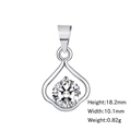 Silver teardrop petal pendant with round cubic zirconia, 18.2mm high and 10.1mm wide - 21 (Pendant Only - No Chain)