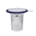 304 stainless steel tea infuser with deep blue silicone lid and fine mesh strainer - Flared Mouth with Silicone Lid / Silver/Dark Blue