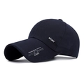 Cappellino da baseball blu navy in cotone con ricamo Sport e visiera parasole lunga - Regolabile / Blu Notte