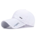 Berretto da baseball in cotone bianco con tesa lunga e dettaglio sportivo in metallo - Regolabile / Bianco