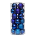 Blue and purple 3cm Christmas ball set with matte, glossy, and glitter finishes in a tube - 4cm Cylinder Tube / Blue
