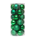 Set da 24 palline di Natale verdi con finiture miste in un tubo di plastica chiaro - 8cm/24 pezzi per secchiello / Verde