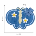 Toppa a farfalla in denim con ricamo floreale 8.3x6.3cm per decorazione vestiti fai-da-te - Farfalla - Blu Chiaro