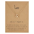 Golden Leo zodiac pendant necklace displayed on a brown kraft paper gift card - Leo / Gold