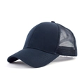 Casquette de baseball bleu marine pour queue de cheval avec maille filet respirante - Avec Étiquette / Bleu Marine