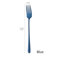 Matte blue stainless steel long handle dinner fork with rounded end, 21.3cm length - Blue