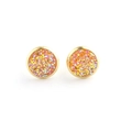 10mm round gold-plated stainless steel stud earrings with sparkly orange mineral druzy - Iridescent Orange Pink Yellow (10)