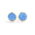 Minimalist 10mm gold-plated stainless steel studs with sparkling blue mineral stones - Bright Blue (7)