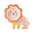 Cute lion shaped bamboo fiber divided plate for kids in bright orange and yellow - 038 Lion Plate
