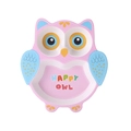 Pink owl-shaped bamboo fiber divided plate for kids with Happy Owl design - 039 Owl Plate