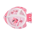 Pink fish-shaped bamboo fiber divided plate for kids with cute underwater patterns - 028 Fish Plate Pink