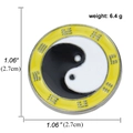 Zinc alloy Yin Yang Tai Chi gossip brooch badge with yellow ring and black symbols - Yellow Bagua Tai Chi-A00099