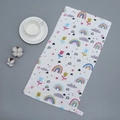 Cotton gauze baby washcloth featuring colorful rainbow and flower cartoon prints - Rainbow Flower