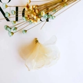 Detailed close-up of cream chiffon flower tassel pendant with a golden metal cap for DIY - 7# Yellow