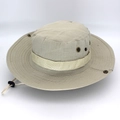 Khaki outdoor sun hat with wide brim, side vents, and adjustable chin strap in ripstop fabric - One Size L (58-60cm) / Off White
