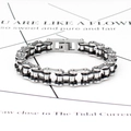 Pulsera de hombre estilo industrial en acero de titanio, cadena de moto plata y negro - Bicolor Negro