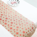 Linen table runner with red star prints, festive holiday dining table decoration - Style D Christmas Star