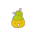 Detail shot of a cute green cactus enamel pin with a yellow smiling flower pot - Yellow Pot Multi-head Cactus (C1554-6)