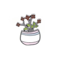 Close-up of a cartoon cactus enamel pin in a colorful pot on a white background - Colorful Mixed Potted (C1558-5)